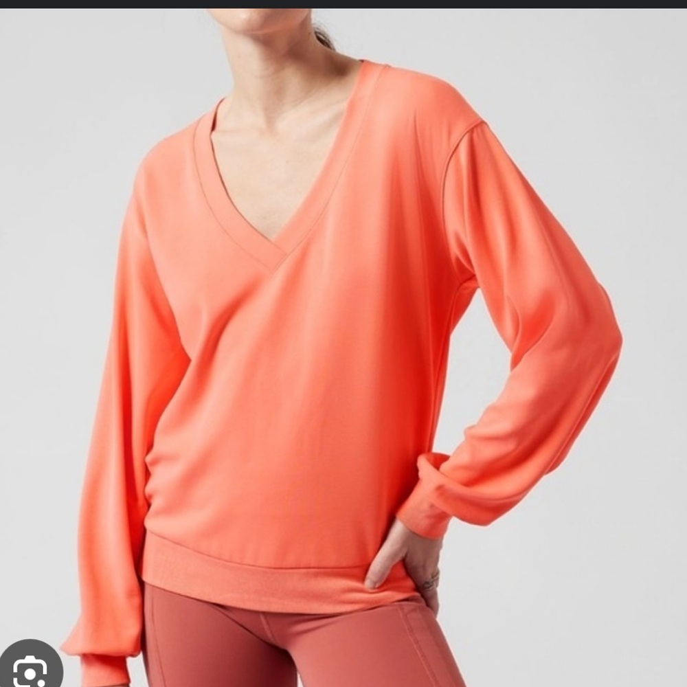 Athleta Coral V-Neck Sweatshirt